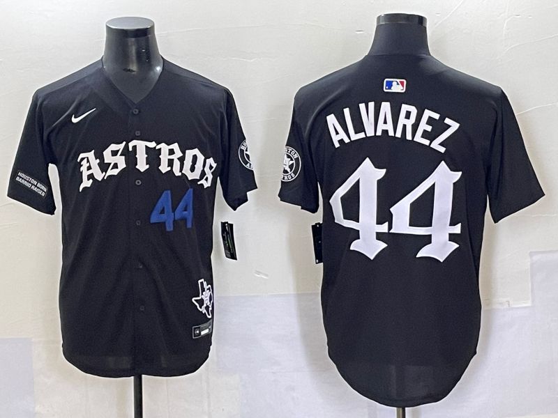 Men 2025 Houston Astros 44 Alvarez Black Seven generations Joint Name Nike MLB Jersey style 7